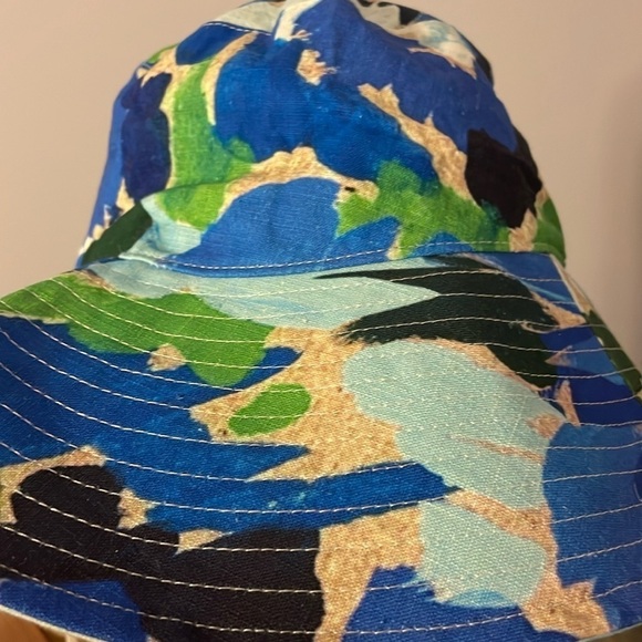 Baiia Linen Bucket Hat - Monet Wide Brim Sun Blue Green White Australia main image 11